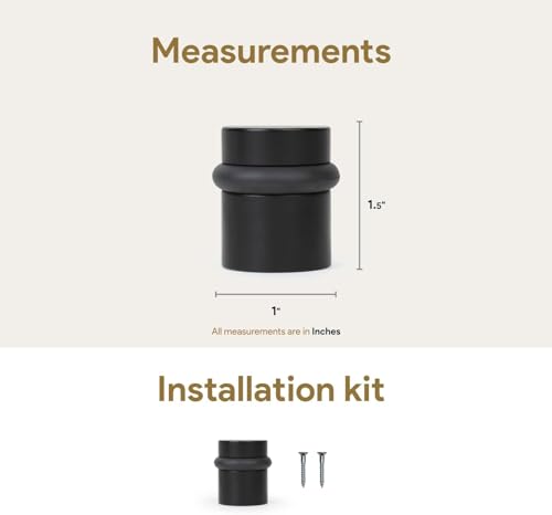 Mega Handles Square Floor Door Stopper, Quickly Installed Wall Protector Stopper, Wall Protectors from Door Knobs, Floor Door Stop with Mounting Hardware Included - Satin Brass - 1.5 Inch - color: Matte Black, size: 4 Pack
