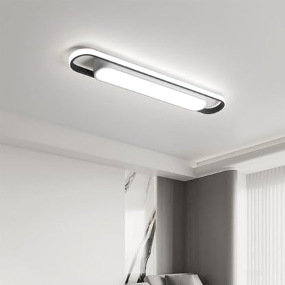 Modern LED Ceiling Light,28.3" Flush Mount Ceiling Lamp,40W 6500K Linear Metal Ceiling Chandeliers Lighting Fixture for Laundry Garage Kitchen Bedroom Dining Room Hallway Closet Aisle - color: White Light, size: 28.3 Inch