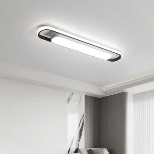 Modern LED Ceiling Light,28.3" Flush Mount Ceiling Lamp,40W 6500K Linear Metal Ceiling Chandeliers Lighting Fixture for Laundry Garage Kitchen Bedroom Dining Room Hallway Closet Aisle - color: White Light, size: 28.3 Inch