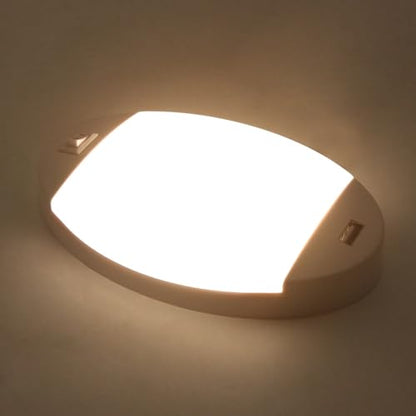 Facon 12V RV Interior Lights with Fast USB Charger (5V/2.4A) – Oval Pancake LED Ceiling Light Fixture with Switch, 12Volt Lighting for RV, Camper, Boat, Tiny Homes - size: Switch with USB Charger Socket, 1 Pack