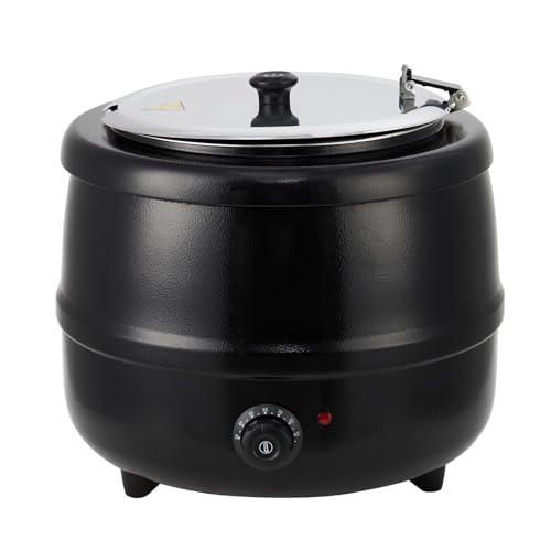 Commercial Electric Soup Kettle – 13.7QT Capacity, Stainless Steel Removable Insert, Hinged Lid, Anti-Scald Handle, Adjustable Temperature Control – Food Warmer for Restaurant, Buffet, - size: 13.7 Quarts