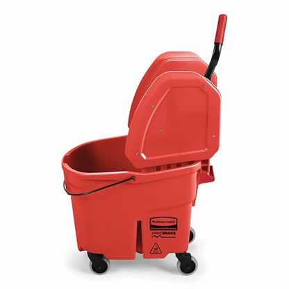 Rubbermaid Commercial Products WaveBrake 35QT Down-Press Mop Bucket, Red