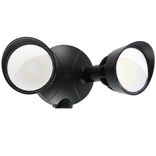 45W 5500LM Outdoor Flood Lights, Dual Head Wall Switch Controlled LED Exterior Flood Light, 5000K Daylight, IP65 Waterproof Hardwired Security Light for Outside Garage Yard (Black) - color: Black, size: 1 Pack