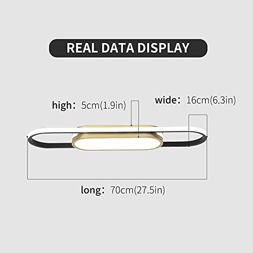 Tioolo Modern LED Flush Mount Ceiling Light, Dimmable with Remote, 27.5in - color: Black+Gold/40W