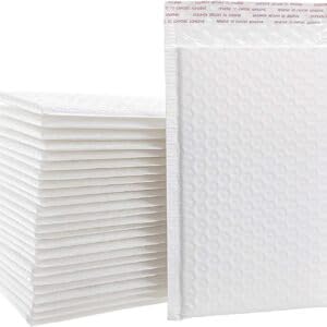 Water Resistant Bubble Envelope Mailers [50 Pack] 6 inch x 9 inch #0 White Poly Padded Shipping Envelopes Self Sealing Cushioned Packaging Bags - size: #0 [6"x9"]