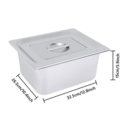 4 Pack Stainless Steel Hotel Pans, Half Size 6" Deep Commercial Food Pans With Lid Catering Food Storage Metal Pan Chafing Dishes Dinner Buffet Server for Food Prep Restaurant (12.8" x 10.4" x 6") - size: 12.8" x 10.4" x 6"
