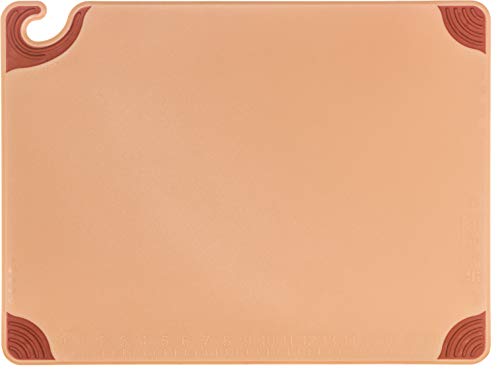San Jamar Saf-T-Grip Plastic Cutting Board with Safety Hook, 18" x 24" x 0.5", Brown - color: Brown, size: 24"L x 18"W