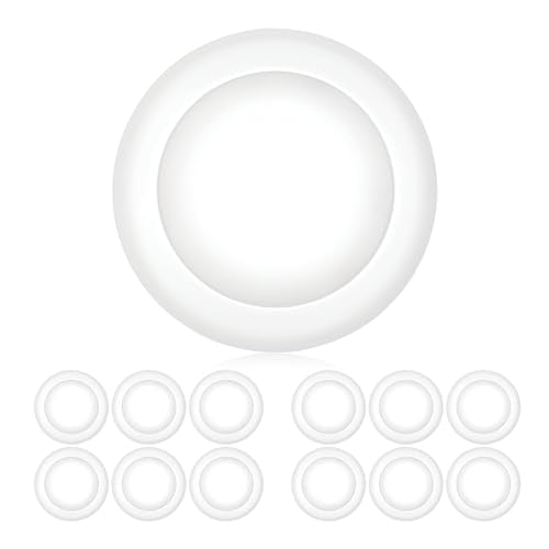 PARMIDA (12 Pack) 5/6 Inch Dimmable LED Disk Light Surface Flush Mount 15W, UL Listed, Recessed Retrofit Ceiling Disc Lights, Energy Star, Installs into Junction Box Or Recessed Can,1050lm - 2700K - color: 2700K (Warm White), size: 12 Pack
