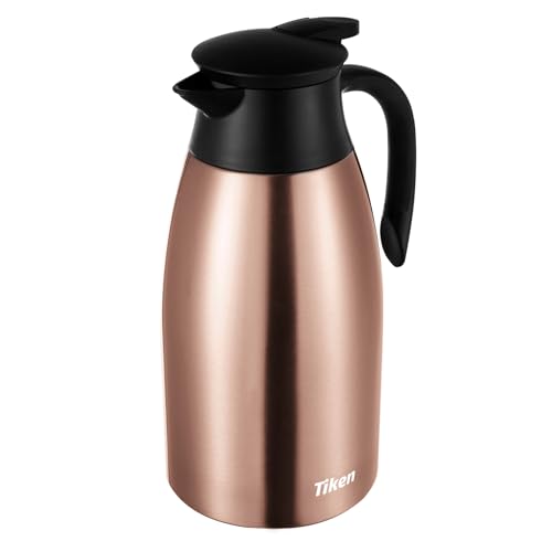 Tiken 68 Oz Thermal Coffee Carafe, Stainless Steel Insulated Vacuum Coffee Carafes For Keeping Hot, 2 Liter Beverage Dispenser (Copper) - color: Copper, size: 68 Ounces
