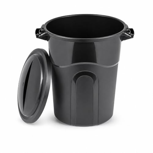 32 Gallon Commercial Garbage Can, Heavy Duty Plastic Trash Bin with Lid - size: 32 Gallon Round