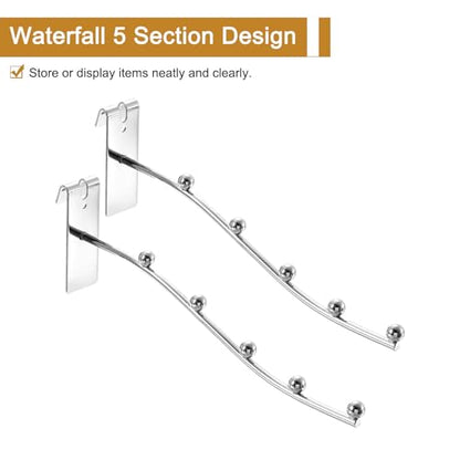 uxcell 10Pcs 8" Gridwall Waterfall Hooks, 5 Ball Metal Display Hangers, Wire Grid Wall Accessories for Home, Clothing Retail Shop, Silver
