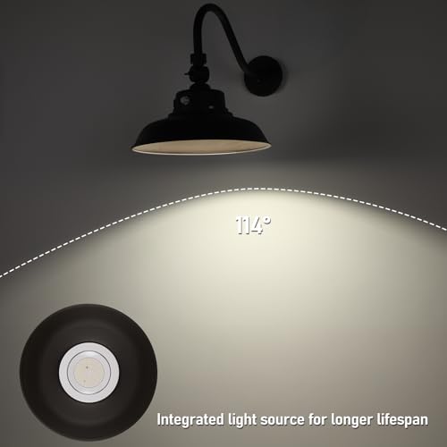 LEONLITE 3CCT 14 Inch Outdoor Barn Light, 120-277V, Integrated LED, Brown - color: Brown