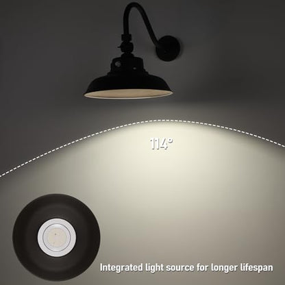 LEONLITE 3CCT 14 Inch Outdoor Barn Light, 120-277V, Integrated LED, Brown - color: Brown