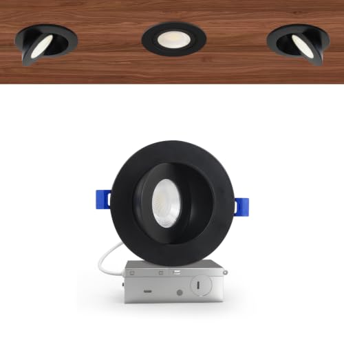 Aosclex 1 Pack 4 Inch Adjustable Gimbal 5CCT Recessed LED Light 10W 980LM - color: Black-4inch, size: 1 Pack