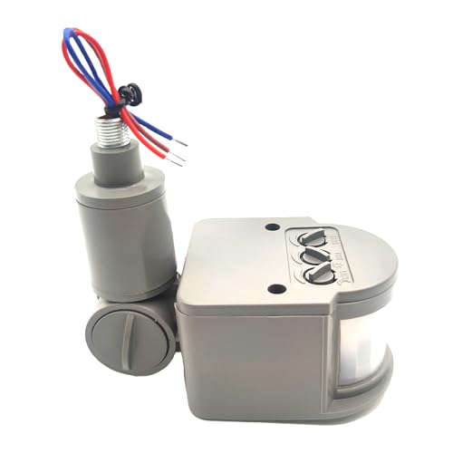 PIR Motion Detector, Passive Infrared Smart Sensor Switch, AC110-220V, Waterproof Outdoor,Human Body Sensor for LED Light, Auto Dusk to Dawn Inductor Switch (Grey) - color: GREY