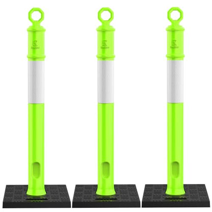 RoadHero 45 Inch Traffic Delineator Post Cones with Base, Green, 3 Pack - color: Green