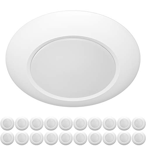 ZAGO 20 Packs 6 Inch LED Disk Light Surface Mount Low Profile Recessed Retrofit Ceiling Fixture for J Box, Dimmable, 15W=75W, 980LM, 5000K Daylight White, CRI>80, ETL Listed, Wet Location - color: 5000K Daylight White