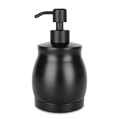 Black Stainless Steel Soap Dispenser, Modern Countertop Liquid & Lotion Dispenser for Kitchen and Bathroom-Rustproof Pump, Easy Refill & Clean-Elegant Home or Commercial Use (Black, 390ml) - color: Deep Black, size: 390ml