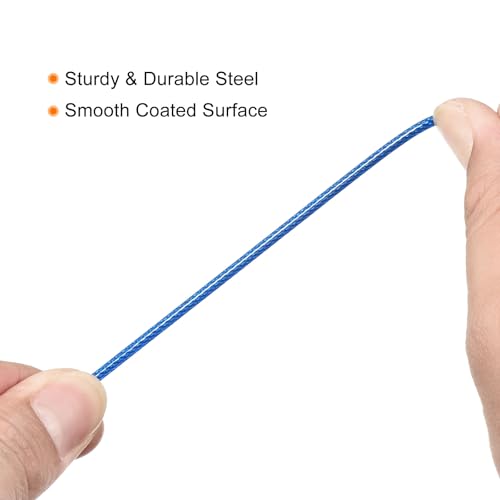PATIKIL Security Steel Cable 2.5mm x 1.5m/4.92ft Coated Luggage Lock Wire Rope with Double Loop Blue 2 Pack - color: Blue, size: 2.5mmx1.5m
