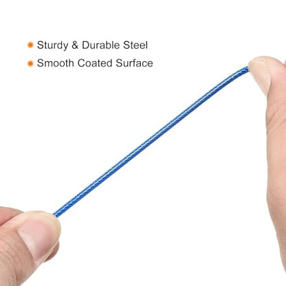 PATIKIL Security Steel Cable 2.5mm x 1.5m/4.92ft Coated Luggage Lock Wire Rope with Double Loop Blue 2 Pack - color: Blue, size: 2.5mmx1.5m