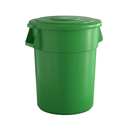 55 Gallon Green Round Commercial Trash Can with Lid, Heavy-Duty Food Grade NSF Certified, Perfect for Restaurant, Office, School, Garage, Backyard, Workshop, Warehouse - color: Green, size: 55 Gallon, style: Trash Can with Lid