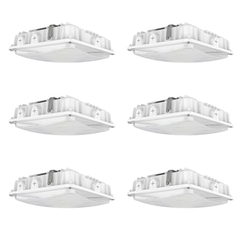 Konlite 63W/45W/30W LED Canopy Light - Selectable - 5000K/4000K - 9,360LM - Dimmable - 120-277V - 250W Equal, Residential & Commercial Indoor & Outdoor Light Fixture, UL, White - 6 Pack - color: White, size: 6 PACK - 63W/45W/30W