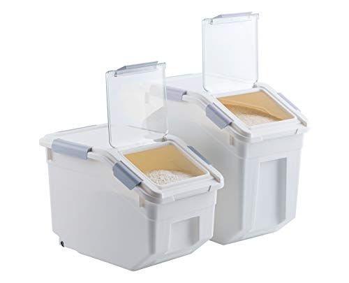 CITY BABY 2 Pack Airtight Flour Storage Container With Scoop,Dry Food, Sugar, Baking Supplies,Rice Container Set -BPA Free- Pet Food Storage Container,Dog Cat Birds Food Bin(30LB)