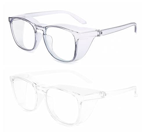 Alsenor Safety Glasses Anti Fog Goggles Protective Eyewear Blue Light Blocking Anti Dust UV Protection Glasses For Men Women (2 Pack (Blue + Clear)) - color: 2 Pack (Blue + Clear)