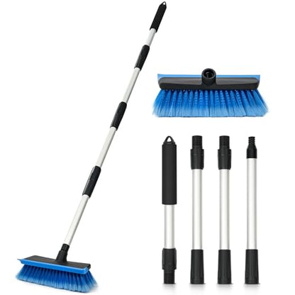Ordenado 56" Car Wash Brush with Long Handle, Soft Bristle& Rubber Squeegee - color: Blue
