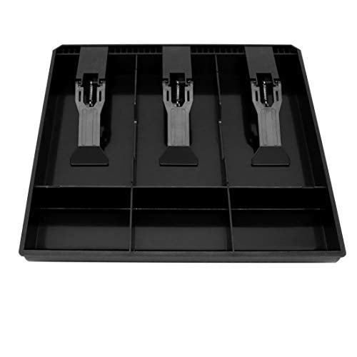 Cash Register Drawer Insert Tray 3 Bill/3 Coin Compartments with Plastic Clip for Money Storage, Black - size: 3 Bill/3 Coin