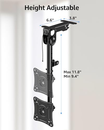 MOUNTUP Ceiling Monitor Mount for 13-32'', Max 22lbs Sceen, Flip Down Computer Monitor Mount, Folding Ceiling Mount with Full Motion Tilt Swivel Rotation, for Garage, Workshop, Sloped & Flat Ceilings