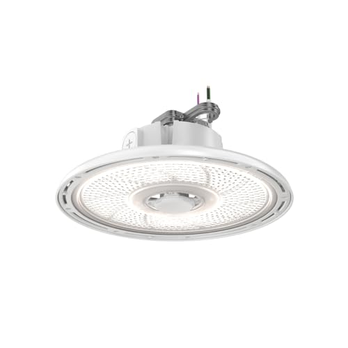 Lithonia Lighting REBL Round High Bay LED Light, 12,000/15,000/18,000 Adjustable Lumen Output, 3500K/4000K/5000K Switchable White Color Temperature, Work Light, XVOLT 277-480V, 12.2" x 7.5", White - color: XVOLT White, size: 12.2" x 7.5" | 12,000-18,000 L