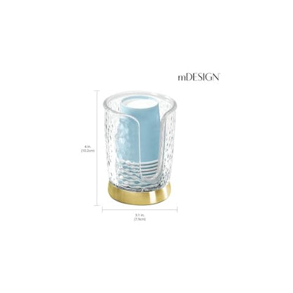 mDesign Plastic/Steel Compact Small Disposable Paper Cup Dispenser Storage Holder for Rinsing Cups on Bathroom Vanity Countertops - Rain Collection - Clear/Soft Brass - color: Clear/Soft Brass
