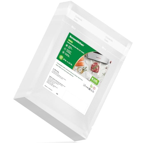 Bonsenkitchen Precut Vacuum Bags 120 Quart 8" x 12" - size: 8" x 12" 120pcs