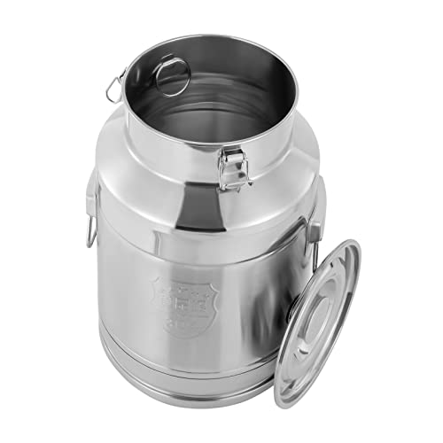 Thickened Stainless Steel Milk Can Large Liquid Container Storage,Stainless Steel Milk Bucket With Sealing Lid and Carry Handle,for Wine, Oil Storage Transport (28L/7.4 Gal) - size: 28L/7.4 Gal
