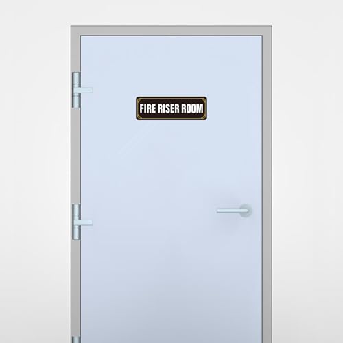 (2 Pack) Fire Riser Room Sign, Self Adhesive Rust Free and Reflective Aluminum Metal Sticker Signs for Wall and Door (9 x 3 inches, Black/White) - color: Black /White