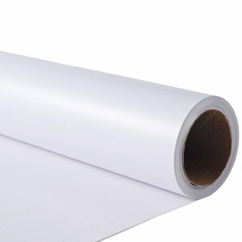 ZINTBIAL Matte White Wrapping Paper Roll with Cut Lines - Solid White Holiday Gift Wrap for Mother's Day,Wedding,Birthdays,Bridal Shower,Engagement - 17.5 in x 33 ft (48 sq. ft), Easy to Cut - color: Matte-White