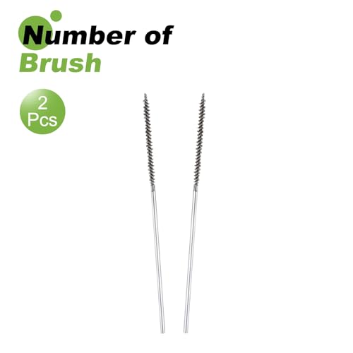 HARFINGTON 2pcs Wire Bore Brush Set 6 Inch Length 3/16 Inch Shank Stainless Steel Bristles Cleaning Brush for Clean Car Part Tube Kitchen Garage - size: 6 x 3/16 Inch