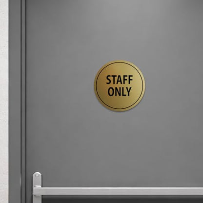 Signs ByLITA Circle Staff Only Sign (Black/Silver) - Small - color: Black / Silver, size: Small (4" diameter")