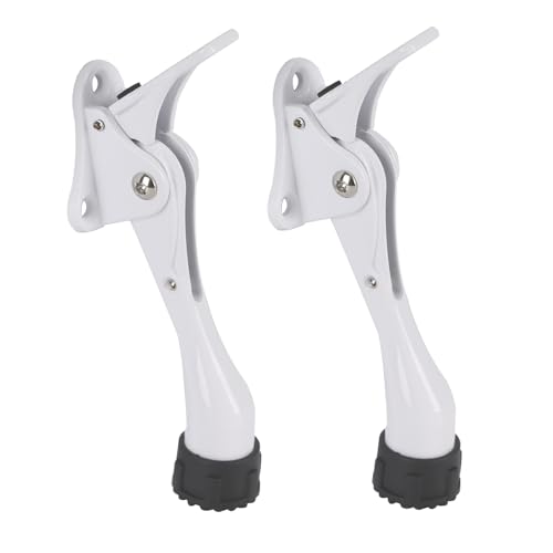 Kickdown Door Stopper 4 Inches - 2 Packs One Touch Adjustable Height Door Stop for The Bottom of Door The Bottom of Door Aluminum Alloy Metal Door Stopper with Rubber Tip White - color: 4inch White, size: 4inch 2pack