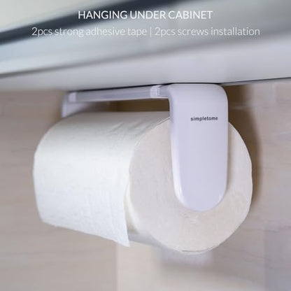 ONE Hand Tear Paper Towel Holder Under Cabinet/Wall for 9.4-11inch, White - color: White