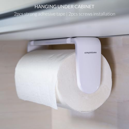 ONE Hand Tear Paper Towel Holder Under Cabinet/Wall for 9.4-11inch, White - color: White