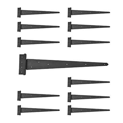 Renovators Supply Manufacturing Gate Hinges 26-1/4 in. Black Iron T Strap Heavy Duty Hinges with Mounting Hardware Pack of 12 - size: Pack of 12