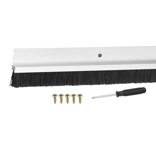 Door Sweep Aluminum Alloy Brush Sweeps, 0.8 Inch Black PP Brush 39"L x 1.8"W Fit for Gaps of Door Bottom - H-Shape Holder (Silver) - color: Silver, size: 0.8 Inch