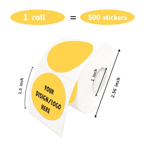 Yellow Round Thermal Sticker Labels - 1.5 Inch, Self-Adhesive, Multi-Purpose with Perforation Line (500 Labels, 1 Roll) - color: Yellow-500 Labels, size: 1.5 inch