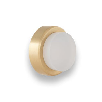 EVI Herrajes | Wall Brass Door Stop | 0.94x0.54 Inch | Gold Finish - White Anti-Shock Rubber | Adhesive | Small and Discreet | Mod. 205 - color: Matte Brass - White Rubber