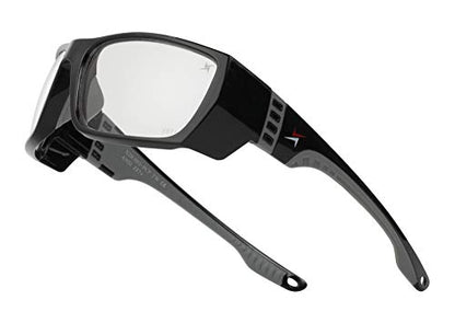 X Power ANSI Z87+ Safety Sunglasses Impact Resistant Polycarbonate Lens & Double Injection Frame - color: 003 Black & Grey Frame / Clear Lens