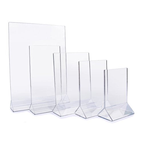 New Star Foodservice 22919 Acrylic Table Menu Card Holder, 3.5 x 5 Inch, Clear Plastic Display Sign Stand for Restaurants, Offices, Hotels, Events, and Retail Counters, Set of 12