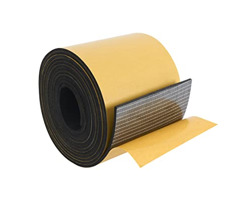 High Density Foam Weather Stripping Door Seal Strip Insulation Tape Roll for Insulating Door Frame, Window, Air Conditioner | Self Adhesive Sealing Weatherstrip (4 in x 1/16 in x 10 Ft, Black) - color: Black, size: 4 In x 1/16 In x 10 Ft