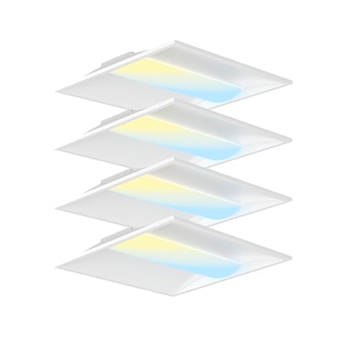 OKQ 2x2 LED Troffer Center Basket Panel,Color Tunable 3500K/4000K/5000K, Watt Adjustable, 30W/35W/40W-Up to 6000Lumens,0-10V Dimmable Recessed Back-Lit Drop Ceiling Light,ETL Qualified, 4Pack - size: 2X2 4Pack